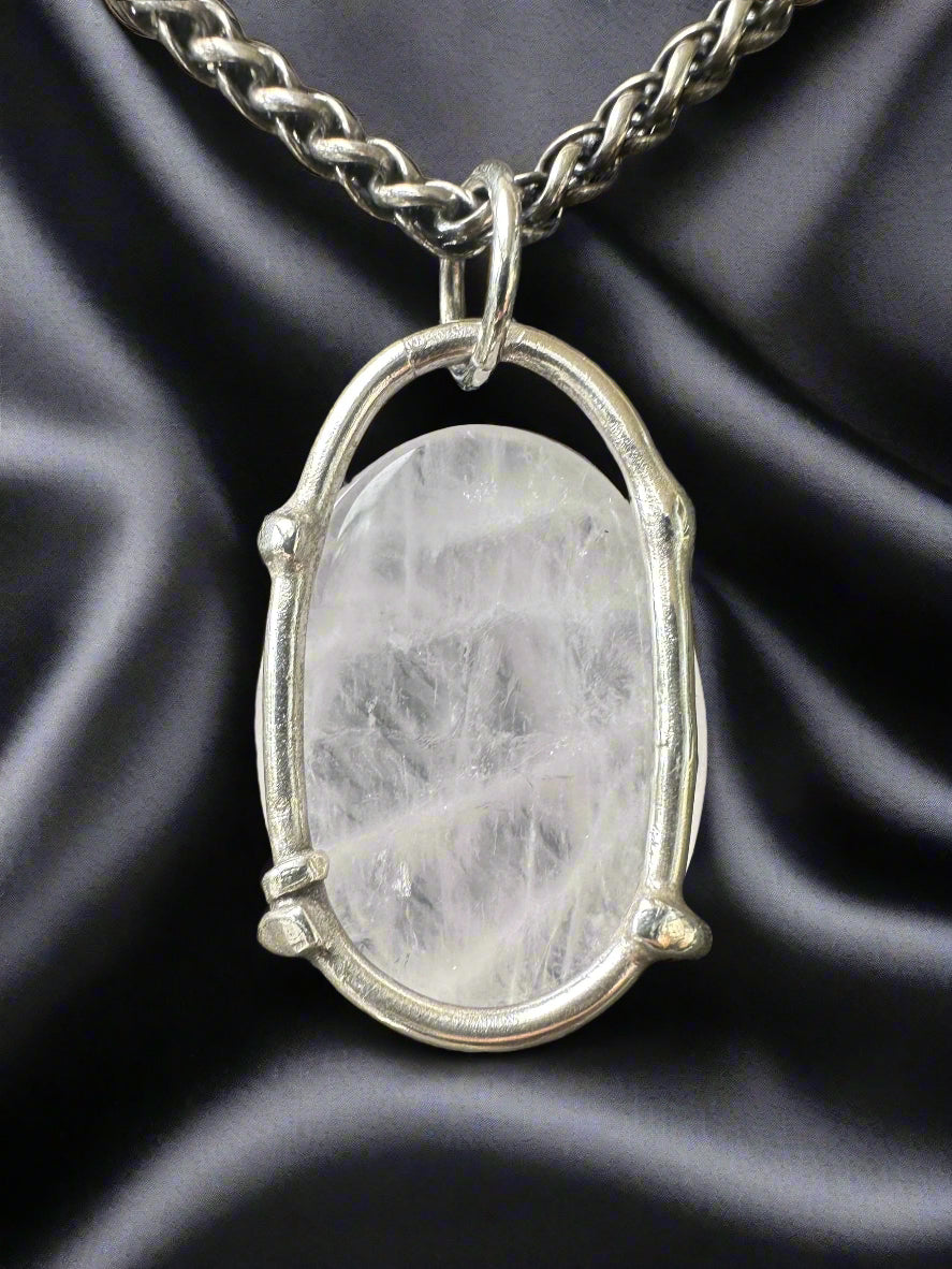 Milky Quartz & Argentium Silver Pendant