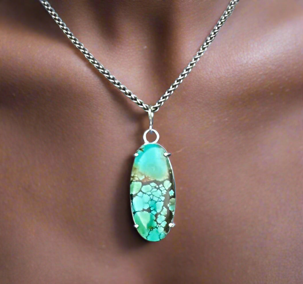 Turquoise & Argentium Silver Pendant