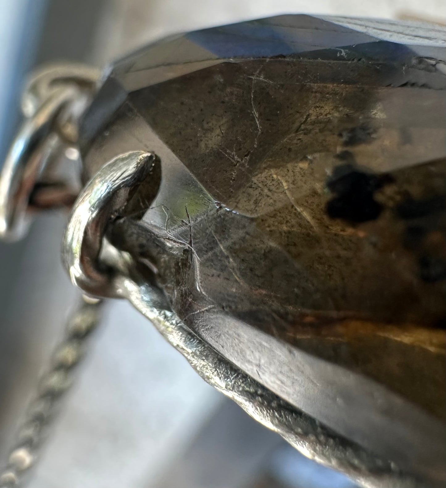 Faceted Labradorite & Argentium Silver Pendant