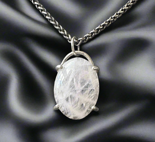 Milky Quartz & Argentium Silver Pendant