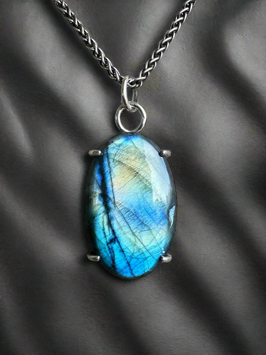 Labradorite & Argentium Silver Pendant