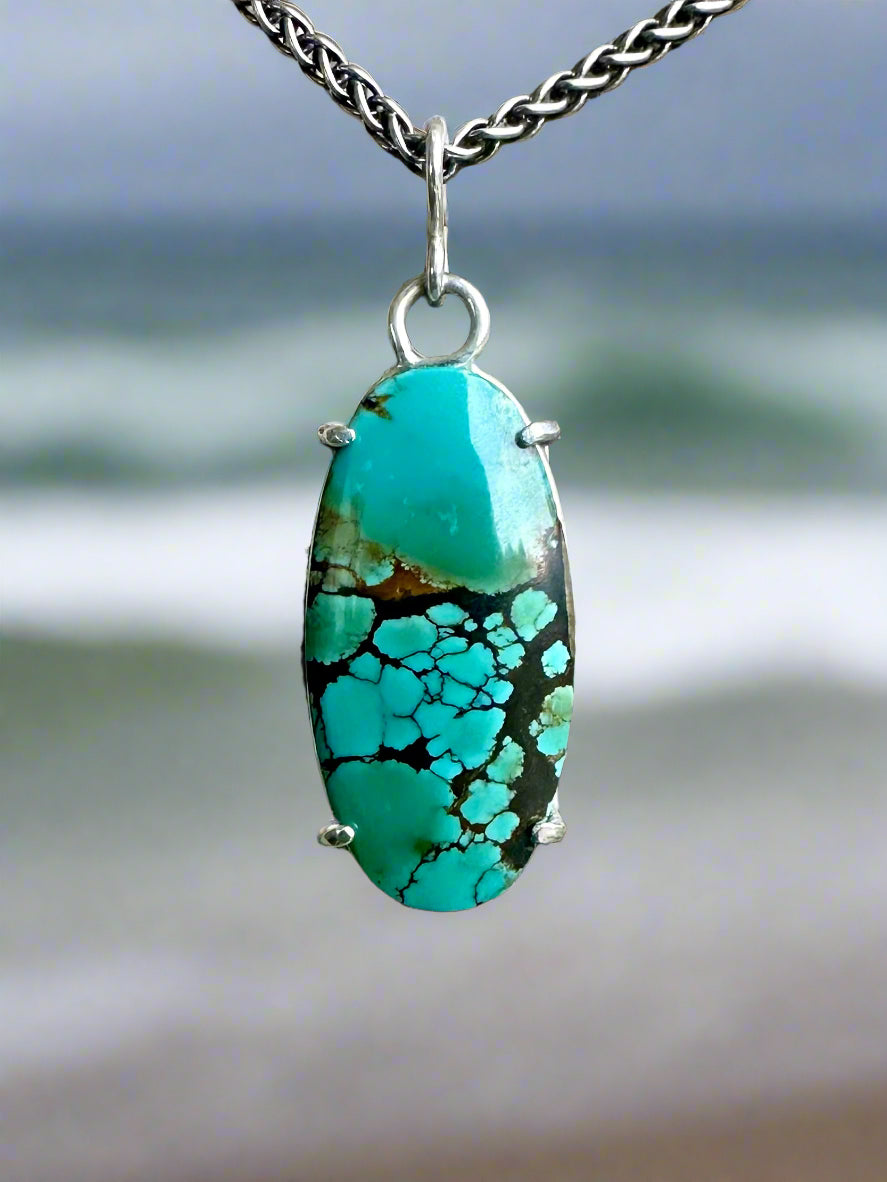 Turquoise & Argentium Silver Pendant