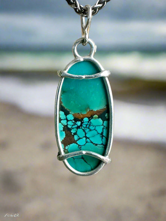 Turquoise & Argentium Silver Pendant
