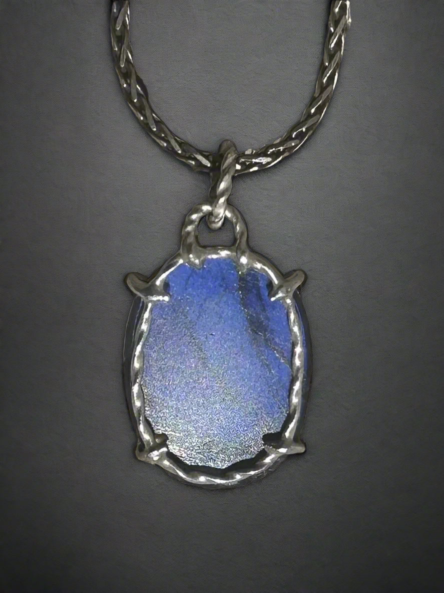 Blue Flame Labradorite & Argentium Silver Pendant