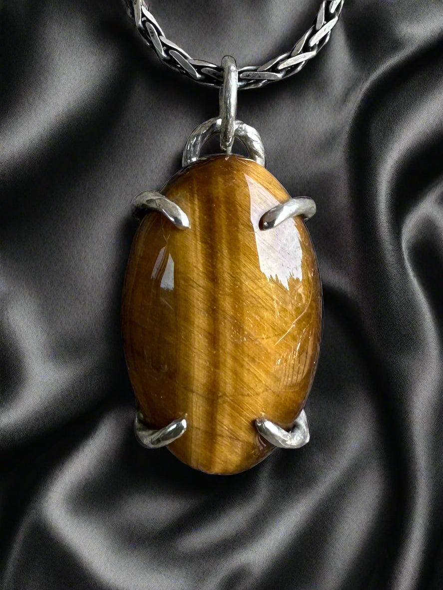 Tigers-Eye & Argentium Silver Pendant
