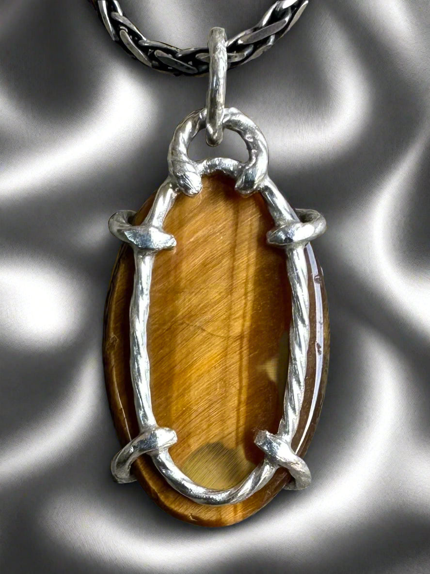 Tigers-Eye & Argentium Silver Pendant