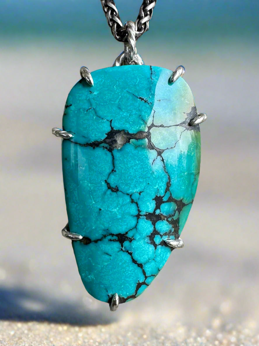 Turquoise & Argentium Silver Pendant