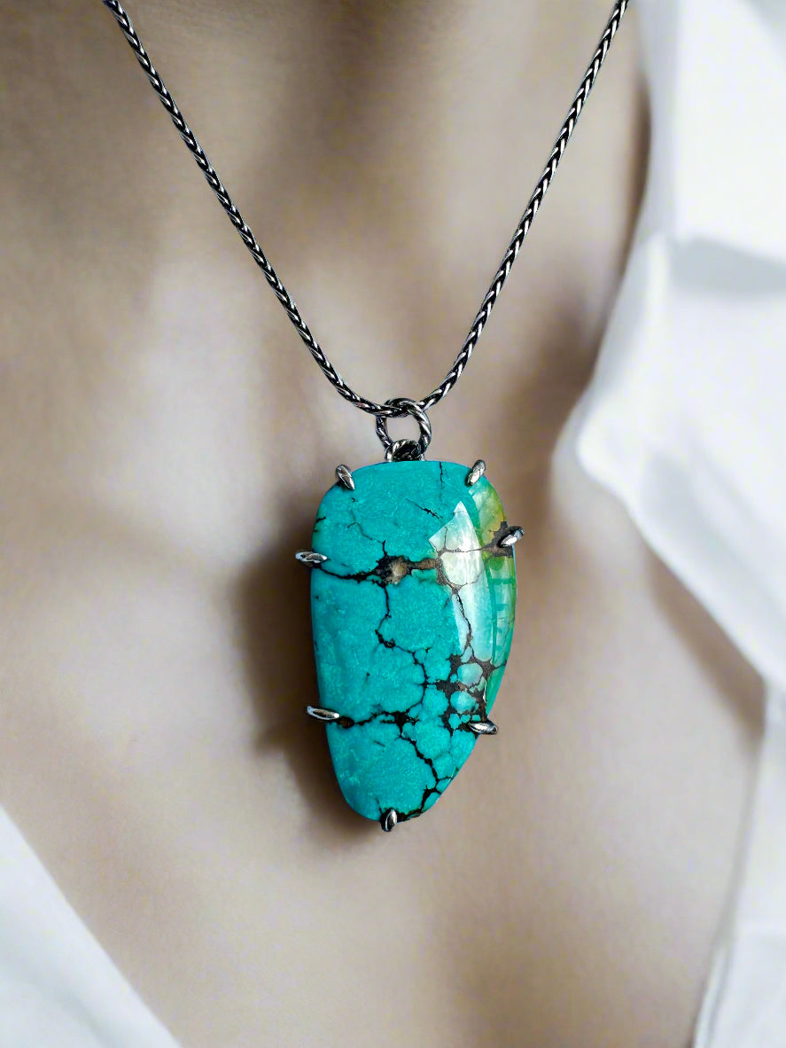 Turquoise & Argentium Silver Pendant